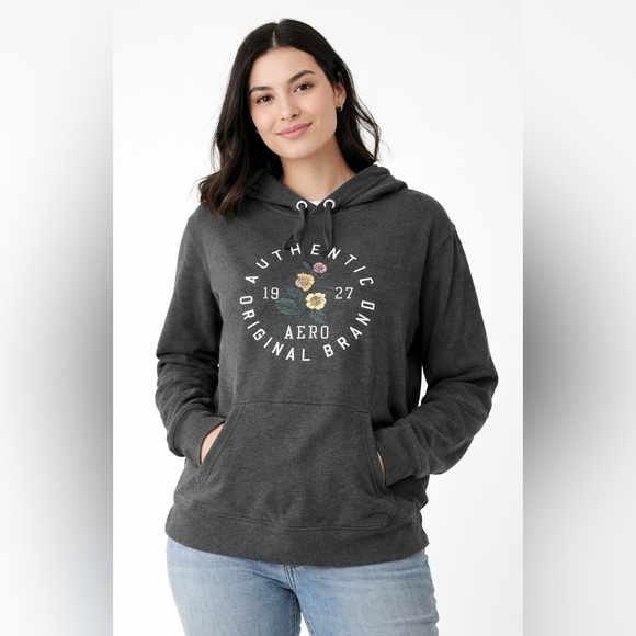 Aéropostale Tops - Aeropostale Fleece Hoodie Sweatshirt Gray Womens Sz XL Pullover Embroidered